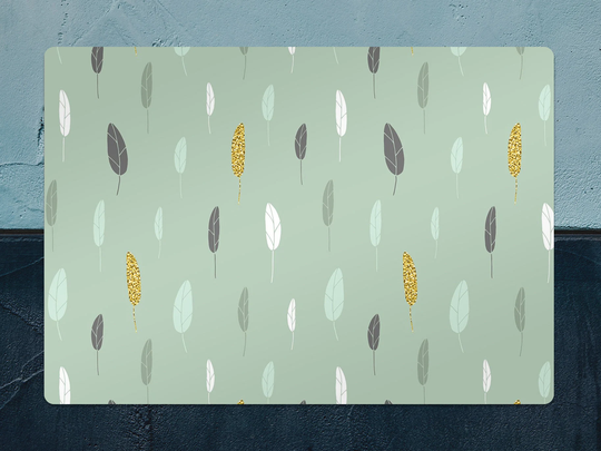 Cute Simple Leaf Chair Mat, Green Protective Yellow Splat Plants Vinyl Floor Pad, Office Room Rug, Gift Idea