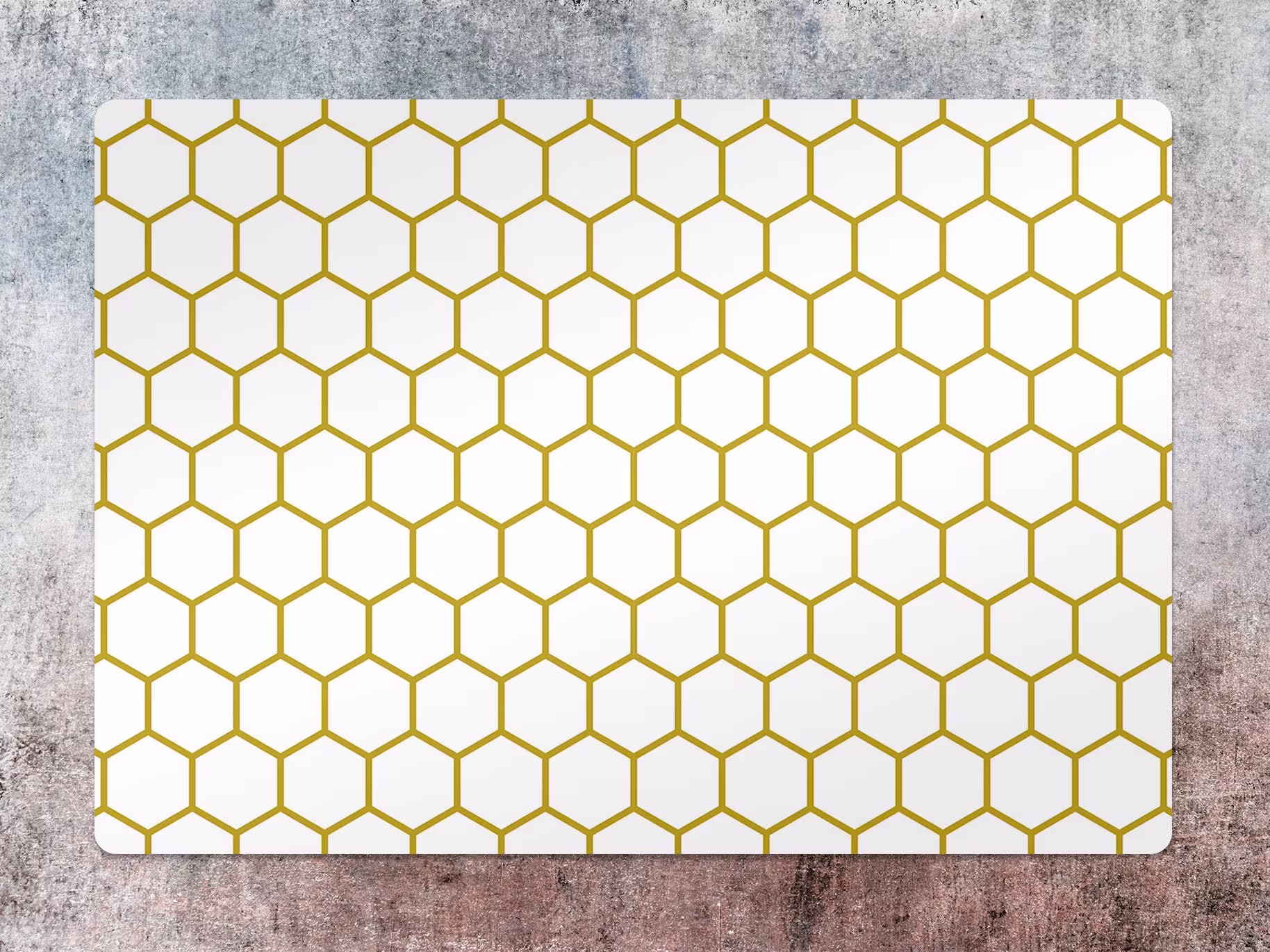 Gold Geometric Chair Mat, Protective White Splat Vinyl Floor Pvc Decorative Comfort Mat