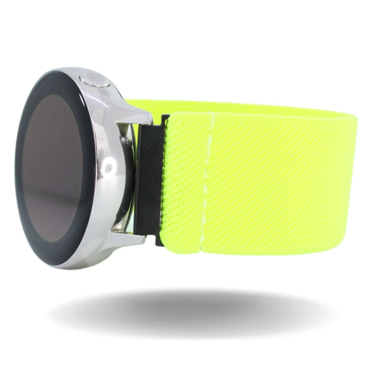 Elastic Samsung Galaxy Active 1 & 2 Watch Band - Fits 40mm & 44mm Comes With 20mm Adapters Solid Neon Yellow Rave Edm Festival Club