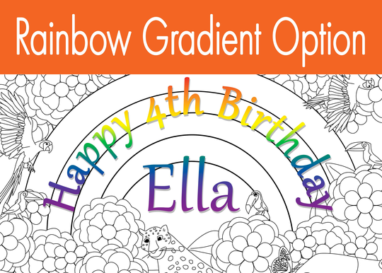 Rainforest Coloring Table Runner Paper Banner For Birthday Party Activity & Dessert Buffet/Animals Flowers With Butterflies