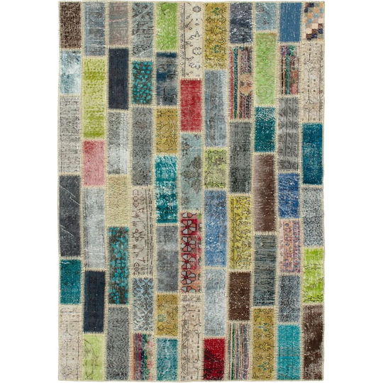 ECARPETGALLERY Hand-knotted Color Transition Patchwork Multi Wool Rug - 5'1 x 8'1