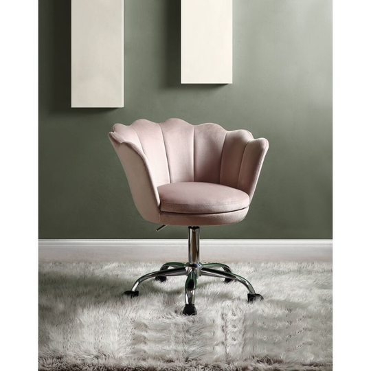 Global Pronex Micco Office Chair, Rose Quartz Velvet & Chrome 92938