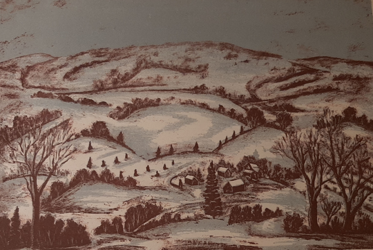 Theodore Wahl | American 1903-1990 "First Snow", Color Lithograph, 1953, Signed in Pencil, | Free Shipping
