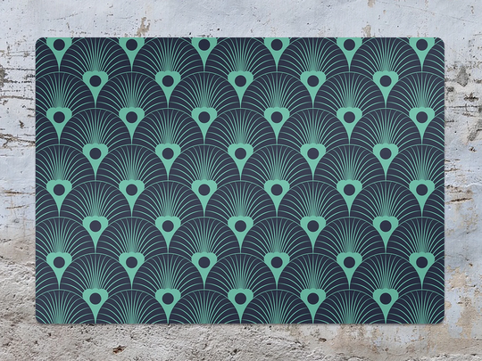 Neon Blue Floral Chair Mat, Green Vinyl Floor Navy Protective Abstract Splat Office Decor, Area Rug, Kids Room Decor