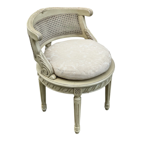 1940S Vintage French Vanity Caned Accent Chair
