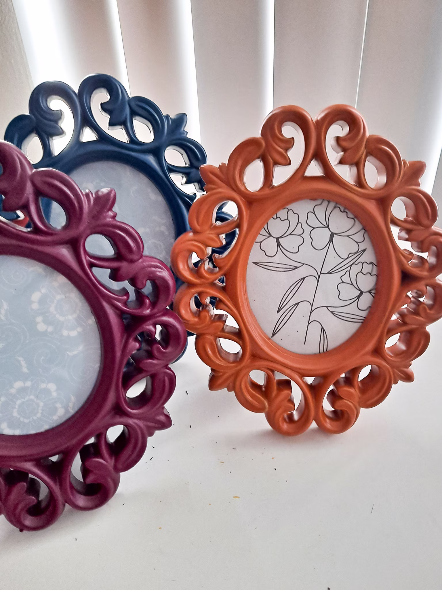 Small Oval Frames, Fall Color Navy, Rust, Maroon, Plastic Glass, Ornate Oval Frames, Baroque Frame, Old World Style