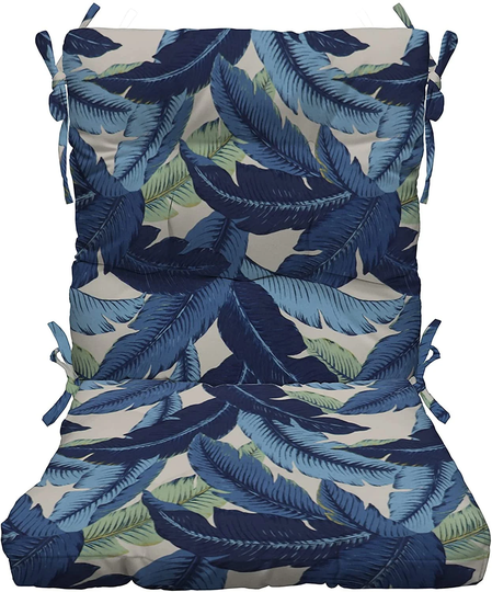Rsh Décor Indoor Outdoor Tufted High Back Chair Cushion - Swaying Palm Blue Escape