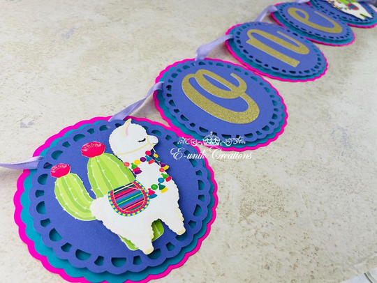 Llama One Banner, Chair Party Birthday Decor, Handmade Banner. Ll2204