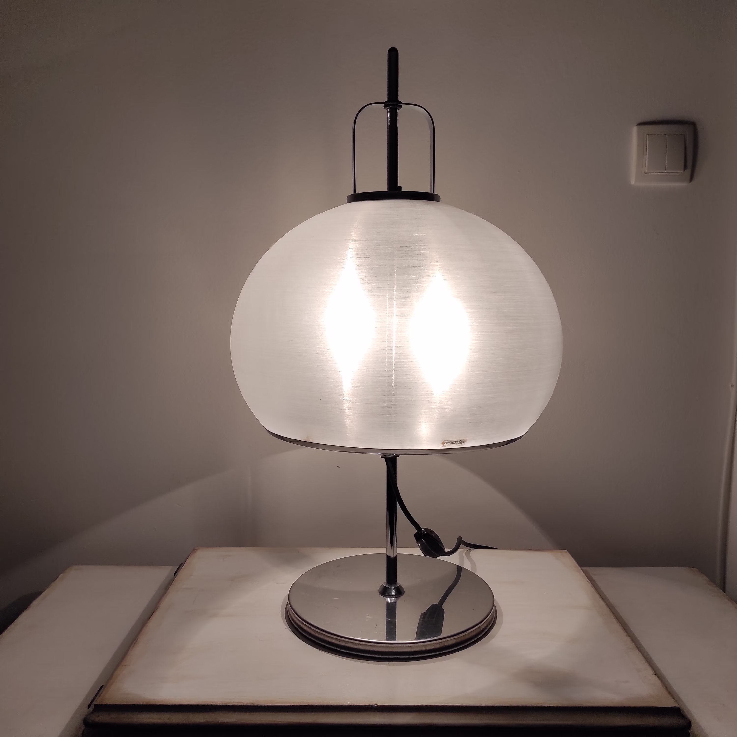 Meblo Guzzini Table Lamp Lucerna, Mid Century Modern Lamp, 1970S, Space Age Light, Atomic Lamp, Ufo, Italian Floor Design