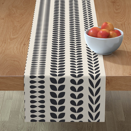 Modern Botanical Table Runner - Minimalist Scandinavian Vines By Katerhees Scandi Style Cotton Sateen Spoonflower