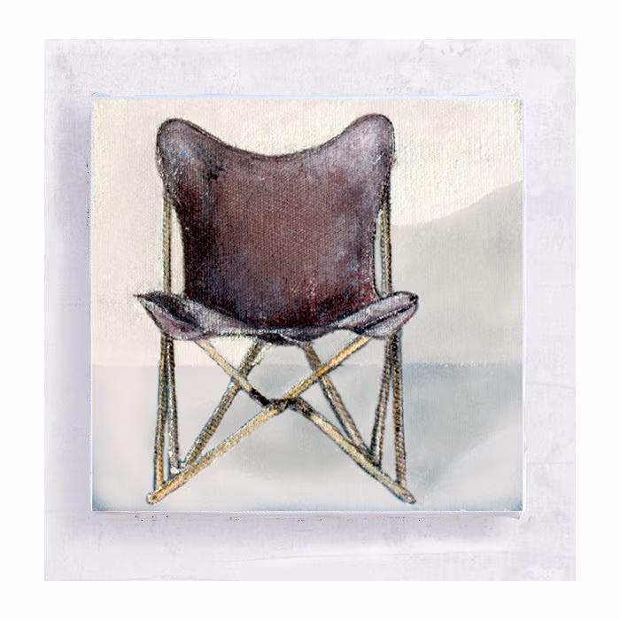 Chair Art -The Original Folding - Tripolina Portrait Canvas Print On 5x5 Block Retro Wall Decor Butterfly