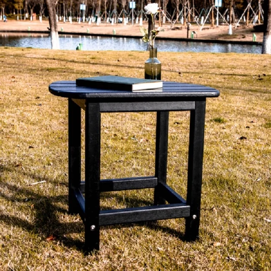Outdoor Adirondack Side Table,Weather Resistant Coffee End Table for Patio,Easy to Assemble (Rectangle - Black)