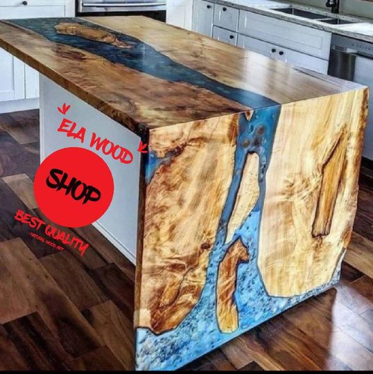River Epoxy Table Without Legs, Resin Dinner Top, Custom Ocean Table, Dining Room Desk