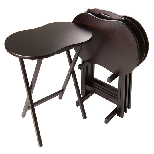 Skippy 5-Pc Snack Table Set, Peanut Top, Espresso - 23 x 16.14 x 25.83 inches