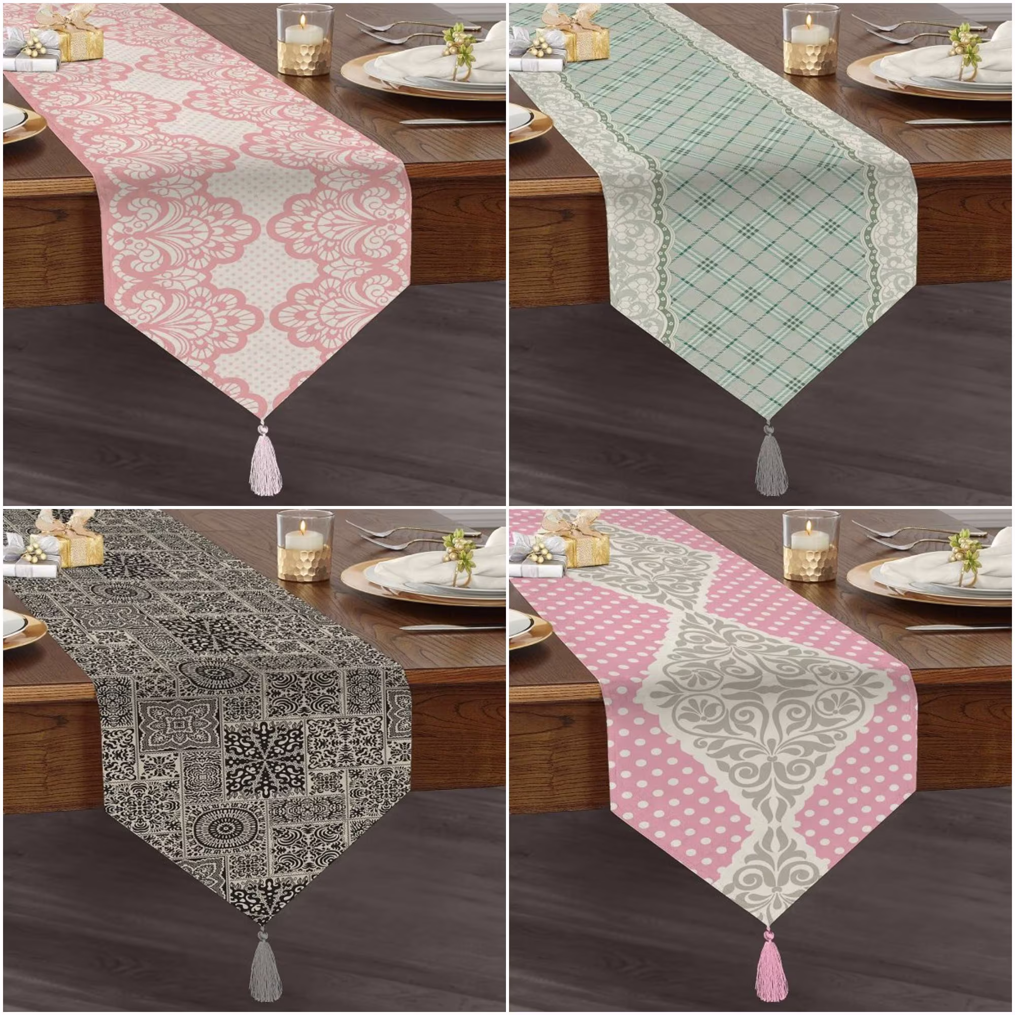 Decorative Table Runner|High Quality Triangle Rustic Runner|Ethnic Pattern Runner|Bohemian Style Authentic Tasseled Runner