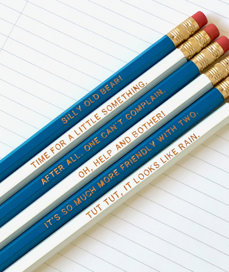 Winnie The Pooh Quotes Pencil Set, Aa Milne Bookish Gifts, House At Corner Classic Literature Gifts