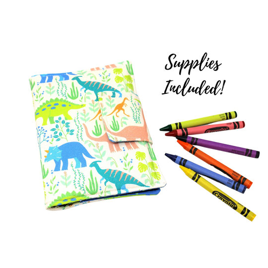 Dinosaur Wallet, Kids Coloring, Crafts, Art, Art Kit, Set, Travel Toy, Crayon Wallet