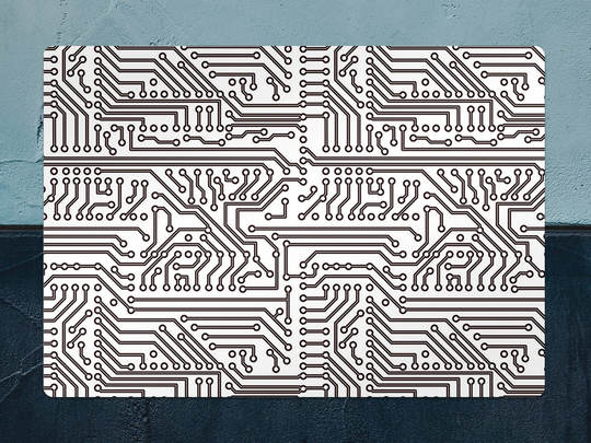 Electronic Circuit Chair Mat, Black Protective White Splat Technologic Vinyl Floor Pad, Decorative Gift Idea