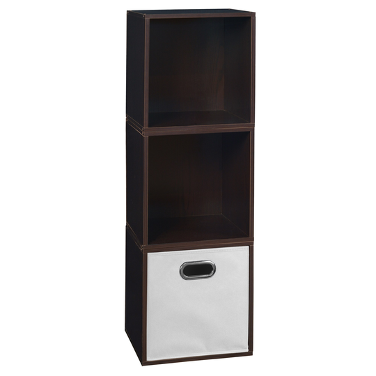 Noble Connect Storage Set - 3 Cubes and 1 Canvas Bin- Truffle/White
