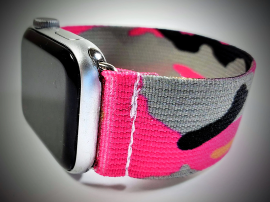 Pink Black Gray Camouflage Elastic Watch Band For Apple Watch-Camo Band-38mm 40mm 41mm 42mm 44mm 45mm;all Series(Models 1-8& Se