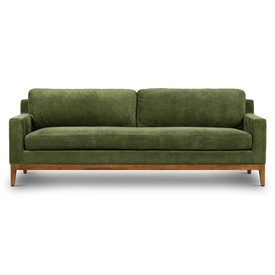 Poly and Bark Zyon Sofa in Distressed Green Velvet