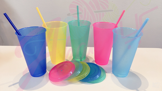 24Oz Glitter Cups | Color Tumbler Cup W Lids & Straws Reusable Fast Ship USA Pack Of 5