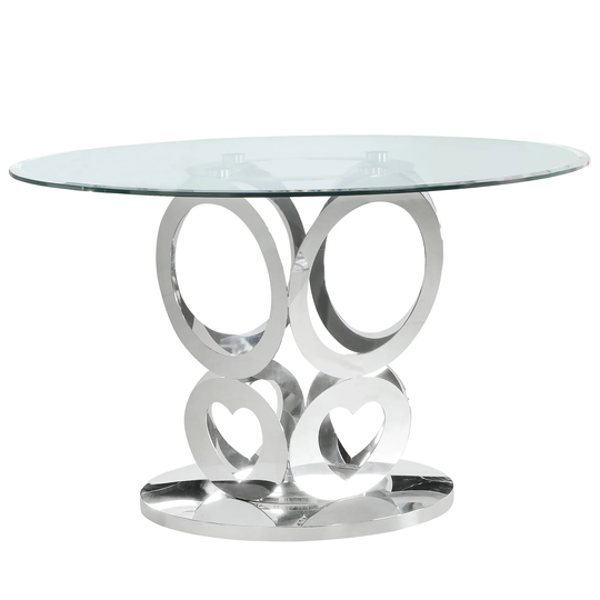Best Quality Furniture Round Glass Dining Table w/Stainless Steel Base