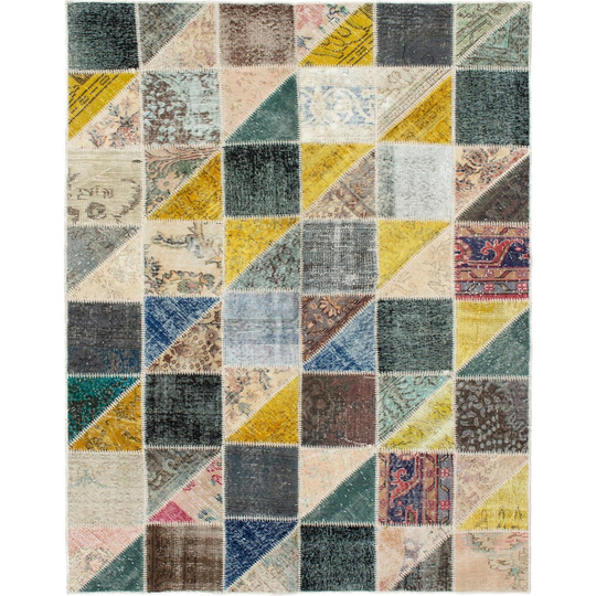 ECARPETGALLERY Hand-knotted Color Transition Patchwork Multi Wool Rug - 5'6 x 7'8