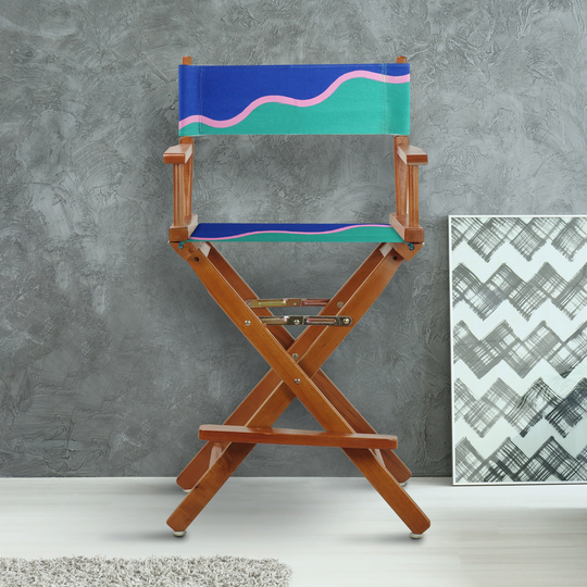24" Director's Chair Honey Oak Frame-Wavy Wave - 23"W x 19"D x 39.5"H