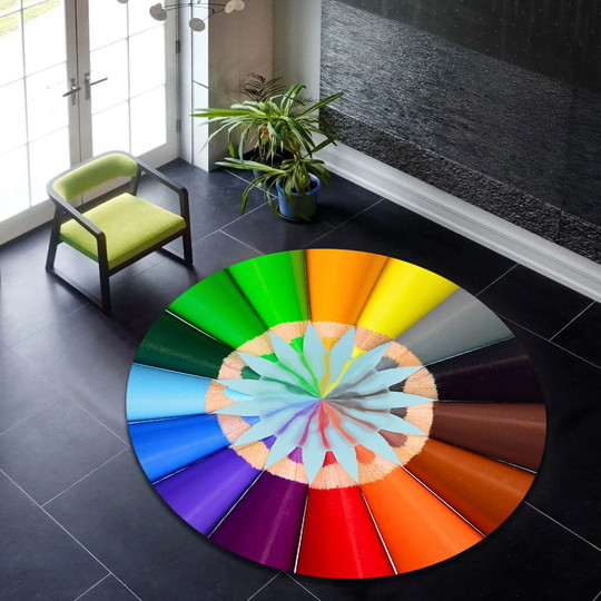 Colorful Carpet, Round Rug, Round Carpet, Colorful Decoration, Colorful Patterned Rug, Personalized Gift, Room Decoration, Rugs For Kids