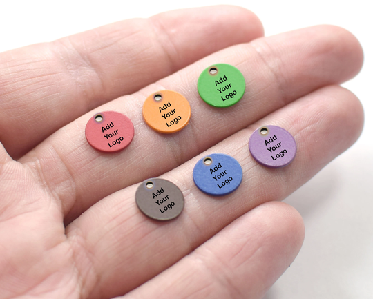 0.8 X 10mm, Custom Jewelry Logo Colored Charms -Personalized -Jewelry Tag - Label Findings