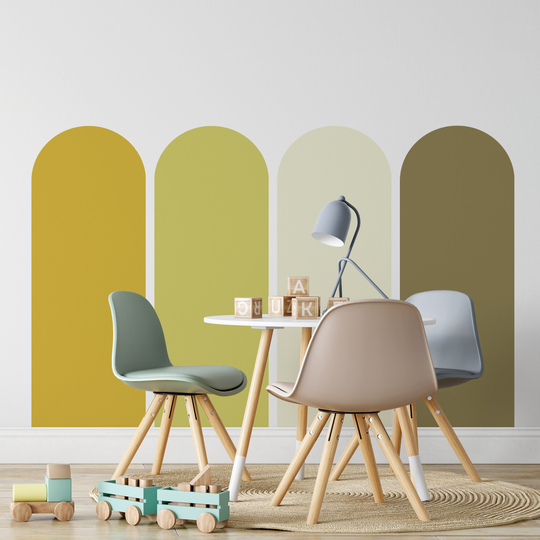 Summer Color Arch Set Wall Decal, Boho Set, Yellow Indie Style Arch, Kids Room Decal Arches