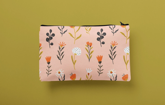 Flowers Pouch, Accessories Handmade Bag, Cosmetic Bag, Make-Up Zipper Pencil Case Wb71