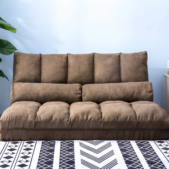 Double Chaise Lounge Sofa, Floor Lazy Sofa with Adjustable Backrest