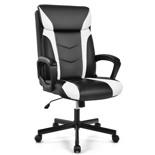 Costway Office Chair Computer Desk Chair Swivel Gaming PU Leather