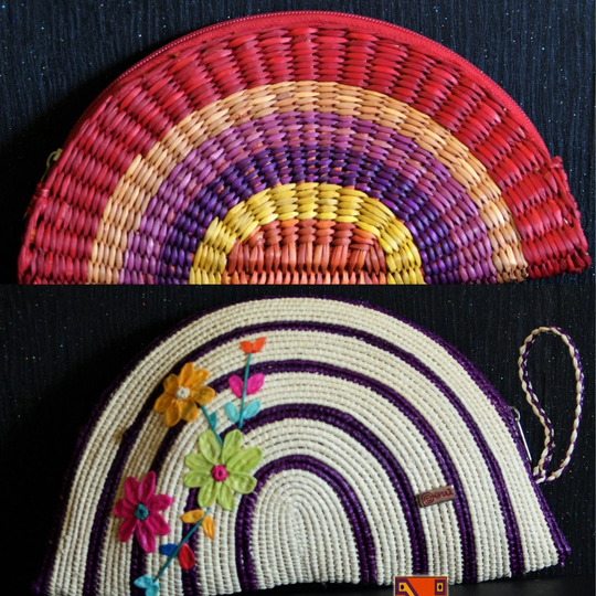 Beautucian Bag Wallet Pencil Case Caña Flecha An Indigenous Local Palm Fiber Dyed Using Color Extracted From Leaves & Plants Handcrafted