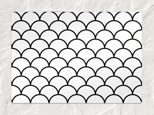 Scallop Chair Mat, Light Vinyl Floor Black Protective Abstract Splat Office Decor, Decorative Kids Room Decor