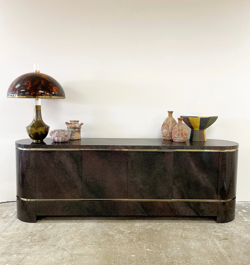 Vintage 70's Lacquered & Brass Sideboard/Credenza By Aldo Tura For Leonardo Mcm Retro