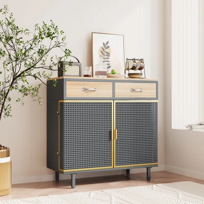 Norrine 31.5" Wide 2 Drawer Iron Sideboard