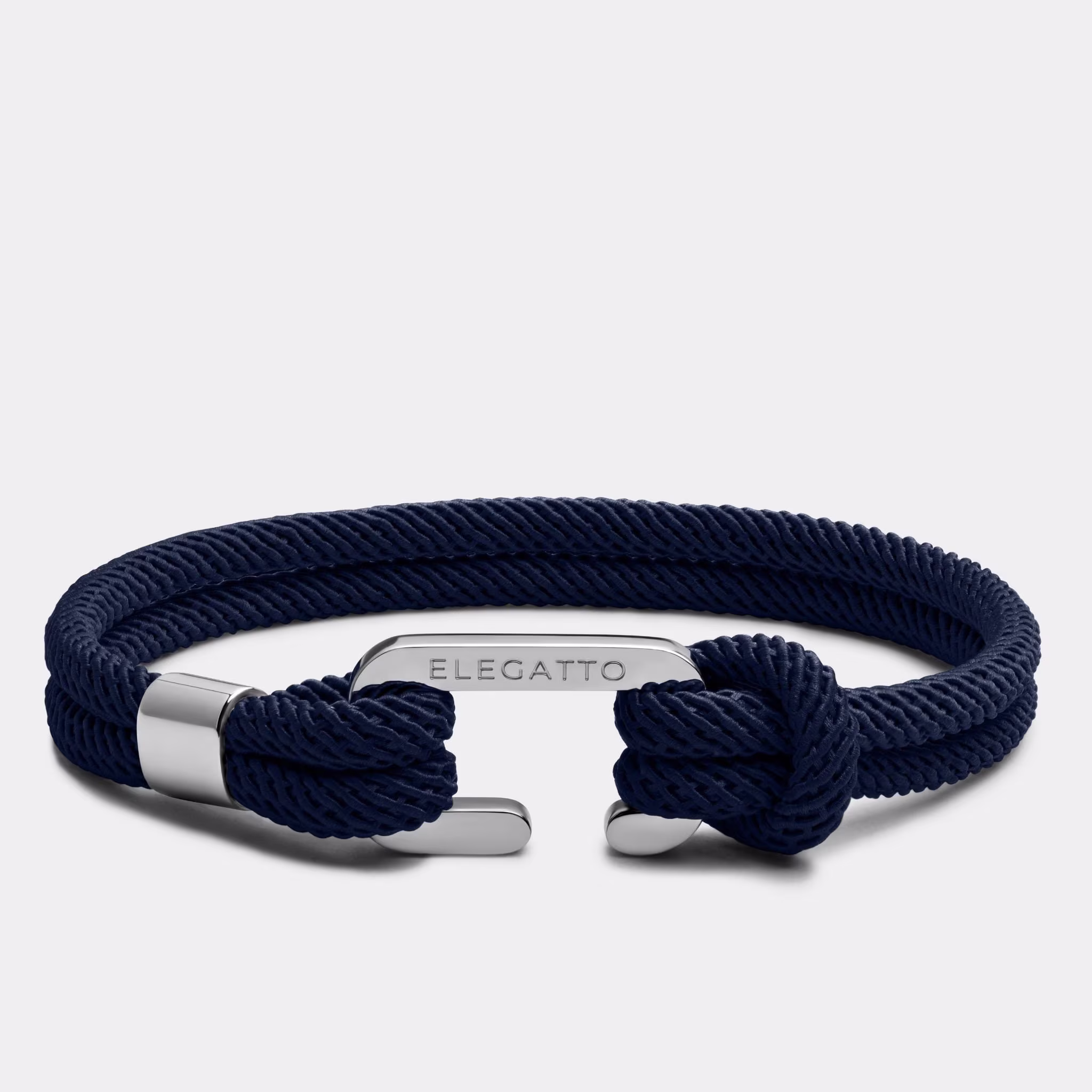 Minimalist Nautical Rope Bracelet - Navy Nylon C-Clasp Elegatto Alchor Platinum Jewelry For Men Perfect Gifts For Him 2022