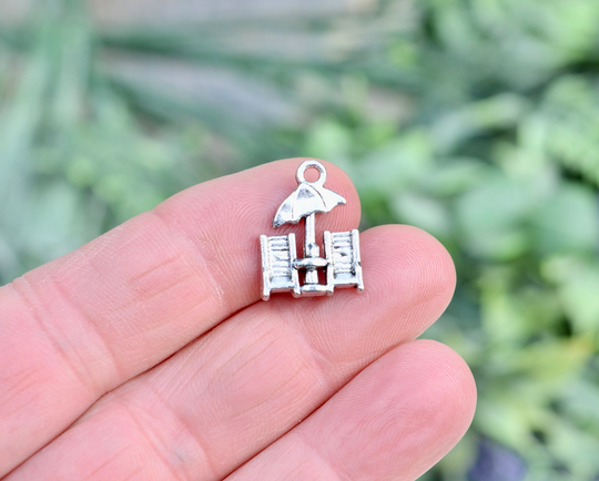 Bulk 50 Beach Chairs With An Umbrella Silver Tone Charms Sc3351