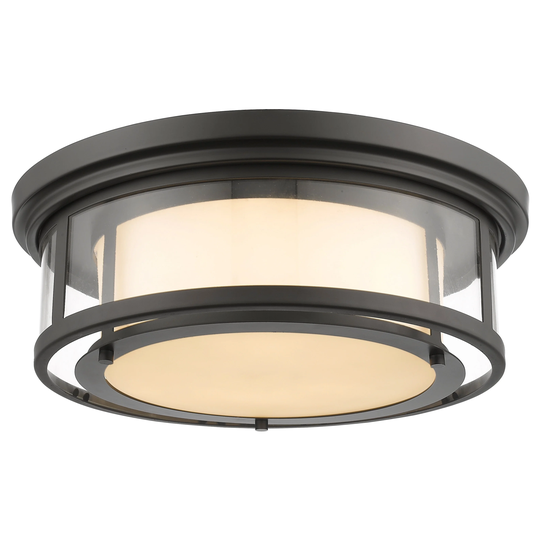 Avery Home Lighting Luna 3-light Bronze with Matte Opal Glass Shade Flush Mount