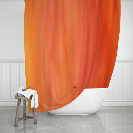 Orange Color Wash Shower Curtain 71"x74", Colorful Paint Streaks Bathroom Decor, Abstract Watercolor Bath