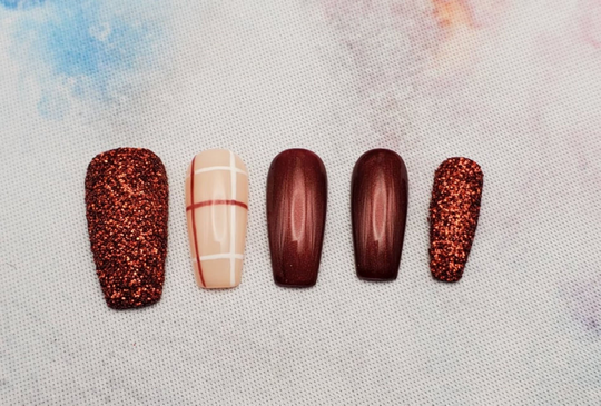 Burgundy Fall Press On Nails