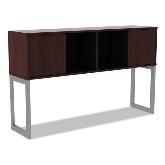 Alera Open Office Desk Series Hutch, 59 x 15 x 36.38, Mahogany - 59" x 15" x 36.38"