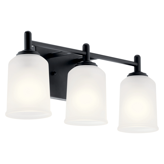 Kichler Lighting Shailene 21.25 in. 3-Light Black Vanity Light with Satin Etched Glass