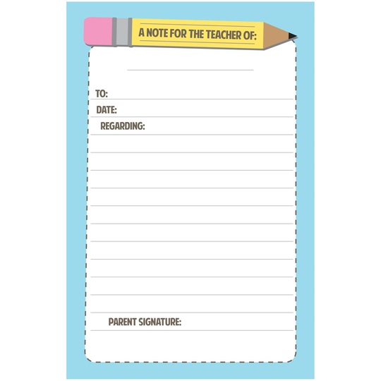 Jotted Pencil Unpersonalized Excuse Pad | Notes To Teacher School Notepad For Parents Supplies Send Note To