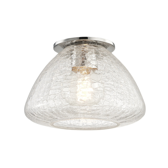 Mitzi by Hudson Valley Maya 1-light Polished Nickel Small Flush Mount, Clear Crackle Glass
