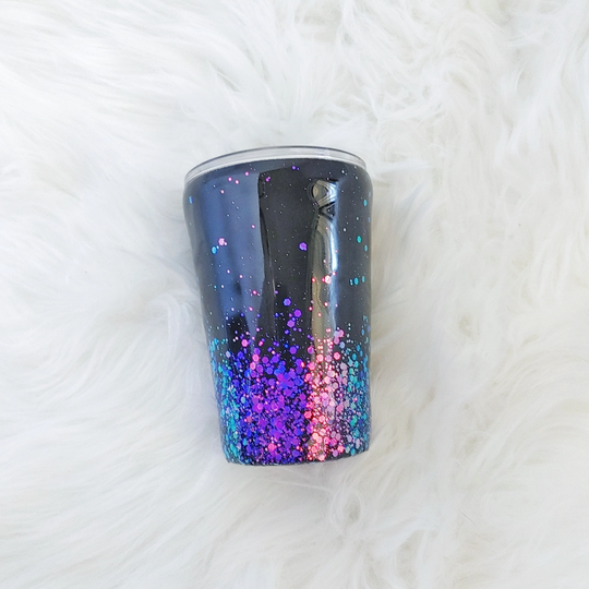 12 Oz Black & Mermaid Color Shift Glitter Cup For Kids