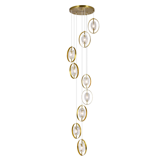 Iris 9 Light Pendant with Brass Finish - 24-in